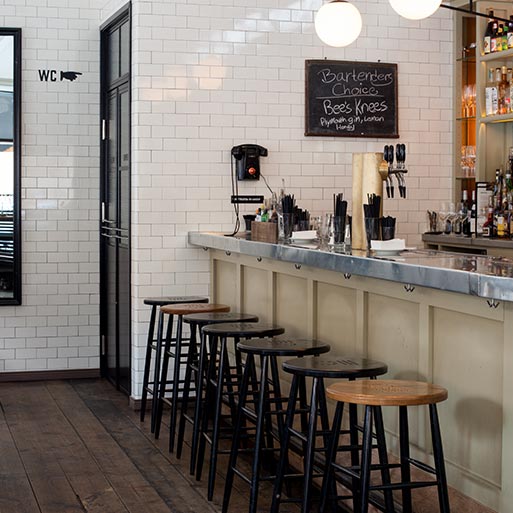 white subway tile in bar