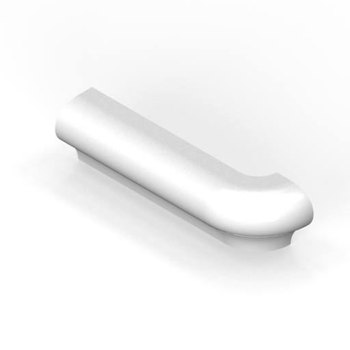 1-1/2" x 6" smooth top P-cap molding - radius outside corner return - right