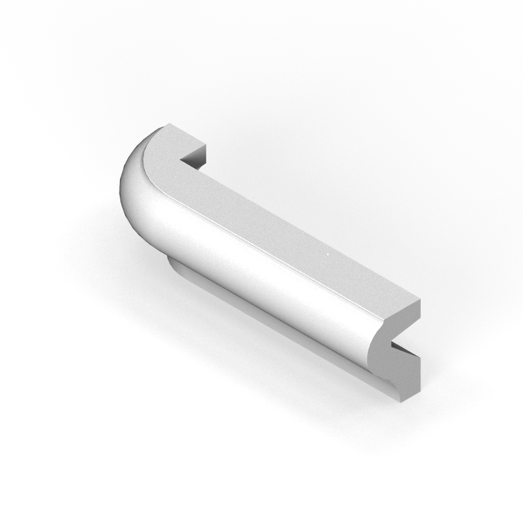 1-1/2" x 6" P-cap molding - radius outside corner return - left