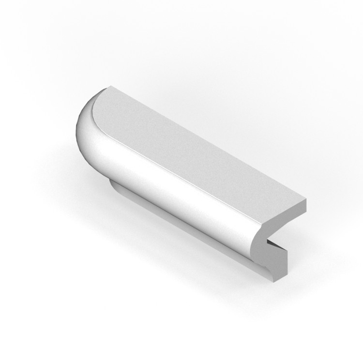1-1/2" x 6" extended P-cap molding - radius outside corner return - left