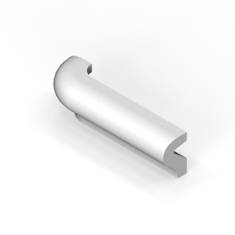 1-1/2" x 6" smooth top P-cap molding - radius outside corner return - left