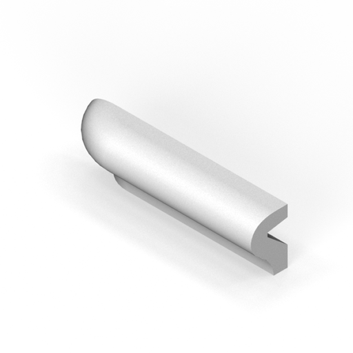 1-1/2" x 6" smooth top P-cap molding - conventional outside corner return - left