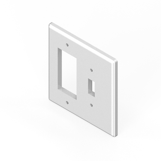 [SC2C94SR] 5" x 5" double switch & GFI/rocker switch combination cover plate